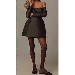 NEW HUTCH long sleeve off-the-shoulder mini dress in black